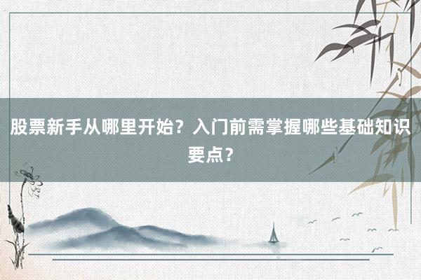 股票新手从哪里开始？入门前需掌握哪些基础知识要点？
