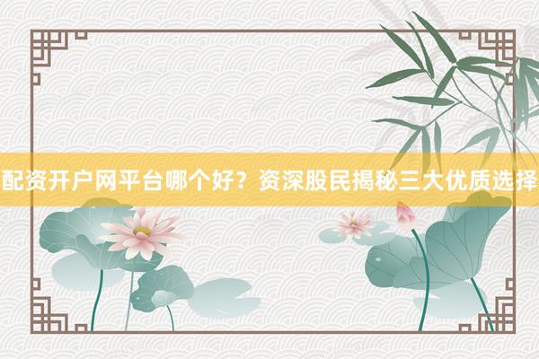 配资开户网平台哪个好？资深股民揭秘三大优质选择