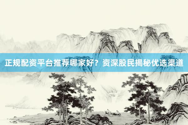 正规配资平台推荐哪家好？资深股民揭秘优选渠道