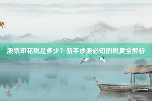 股票印花税是多少？新手炒股必知的税费全解析