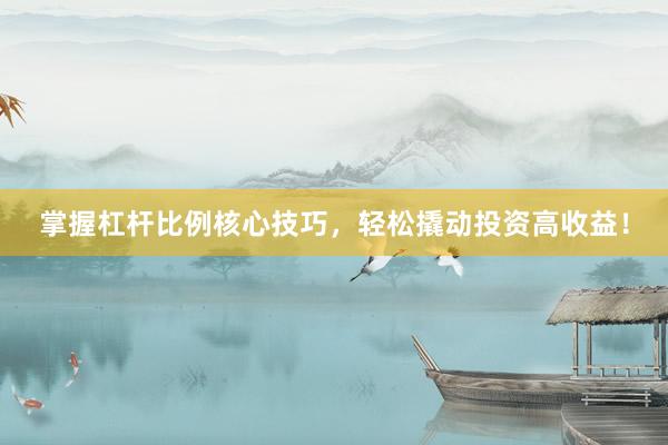 掌握杠杆比例核心技巧，轻松撬动投资高收益！
