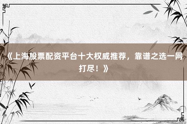 《上海股票配资平台十大权威推荐，靠谱之选一网打尽！》