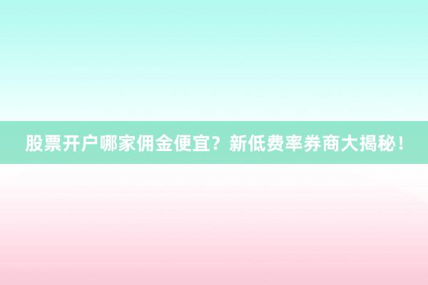股票开户哪家佣金便宜？新低费率券商大揭秘！