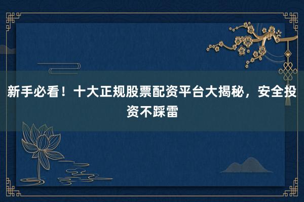 新手必看！十大正规股票配资平台大揭秘，安全投资不踩雷