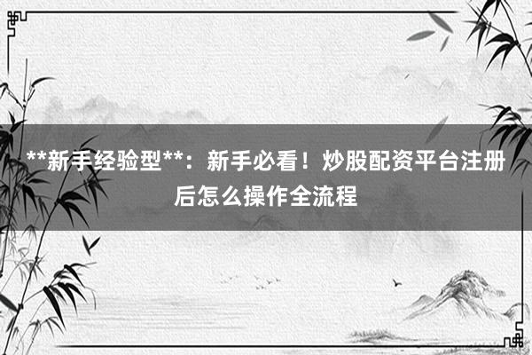 **新手经验型**：新手必看！炒股配资平台注册后怎么操作全流程