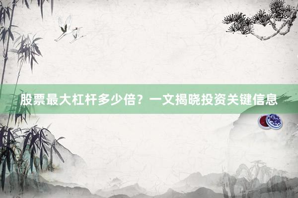 股票最大杠杆多少倍？一文揭晓投资关键信息