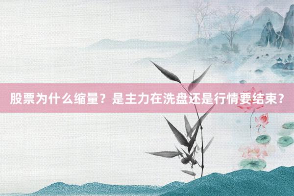 股票为什么缩量？是主力在洗盘还是行情要结束？