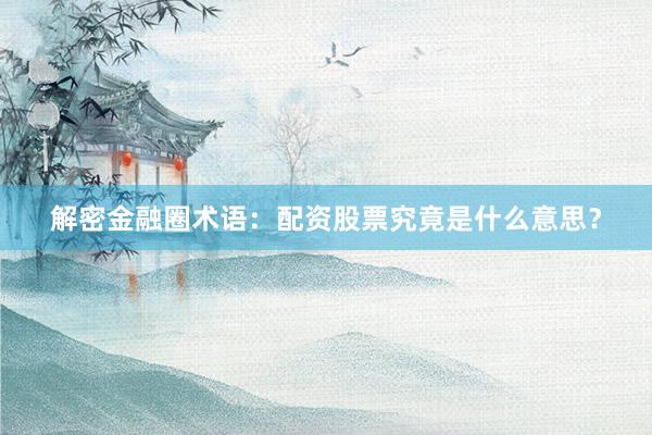 解密金融圈术语：配资股票究竟是什么意思？