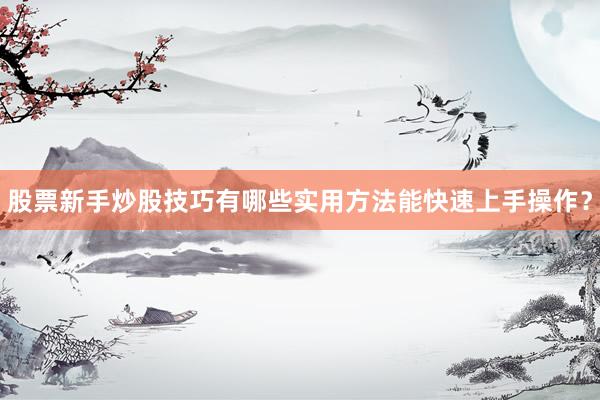 股票新手炒股技巧有哪些实用方法能快速上手操作？