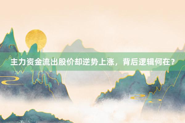主力资金流出股价却逆势上涨，背后逻辑何在？