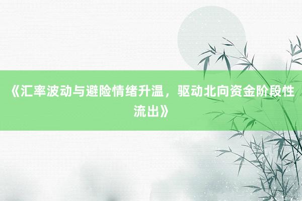 《汇率波动与避险情绪升温,驱动北向资金阶段性流出》