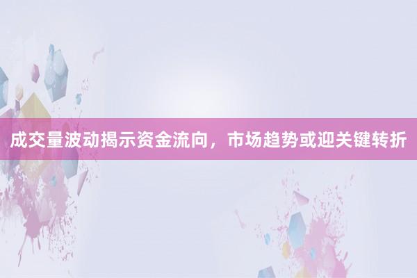 成交量波动揭示资金流向，市场趋势或迎关键转折