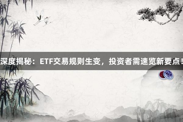 深度揭秘：ETF交易规则生变，投资者需速览新要点！