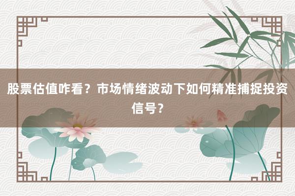 股票估值咋看？市场情绪波动下如何精准捕捉投资信号？
