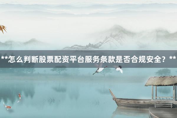 **怎么判断股票配资平台服务条款是否合规安全？**